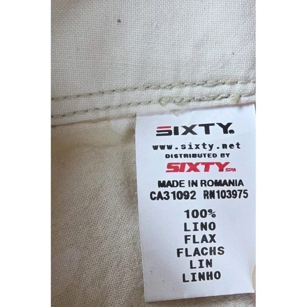 Sixty Men's Linen Chino Pants Size 40 Made in Romania Straight Casual Beige